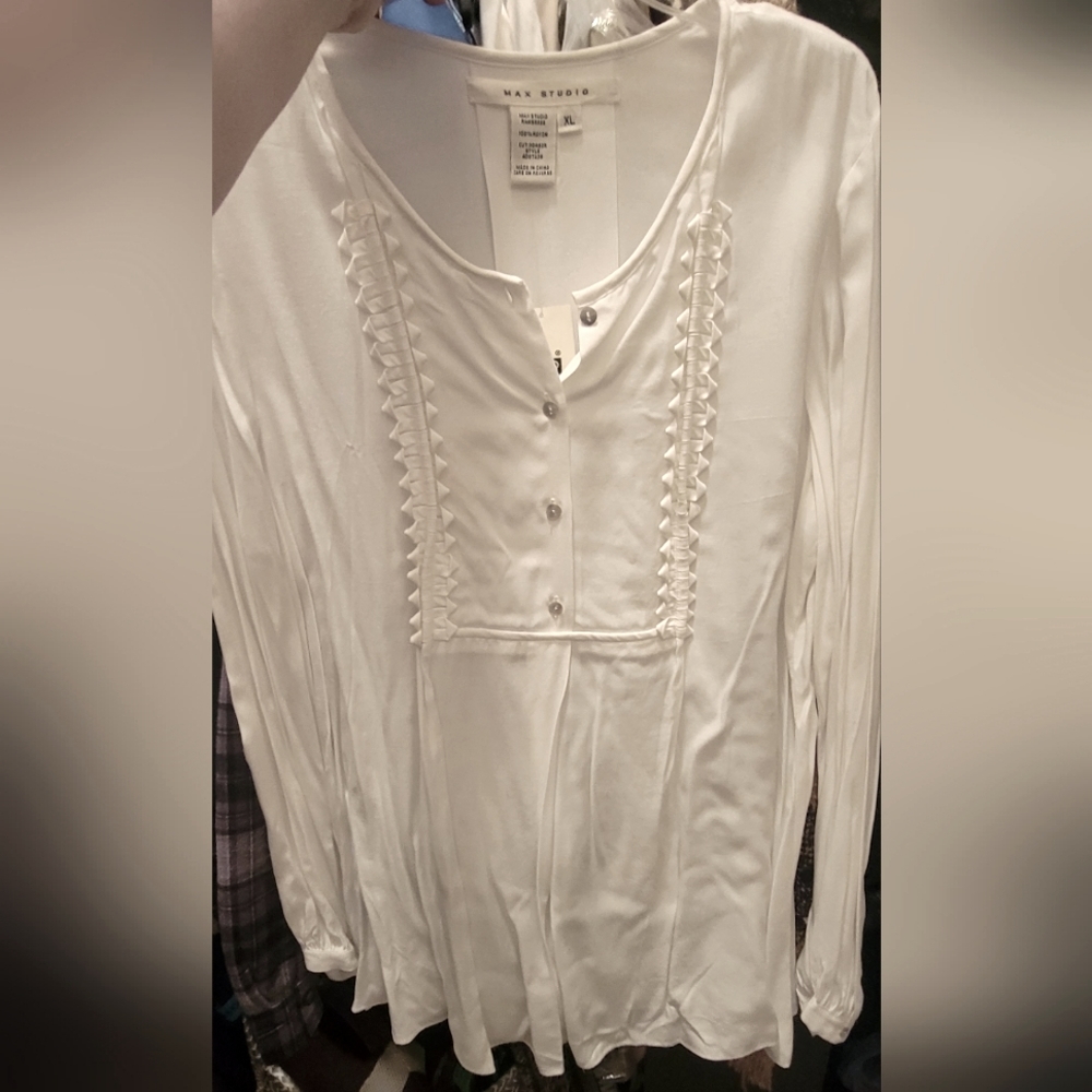 Max Studio Ivory Boho tunic blouse new with tags